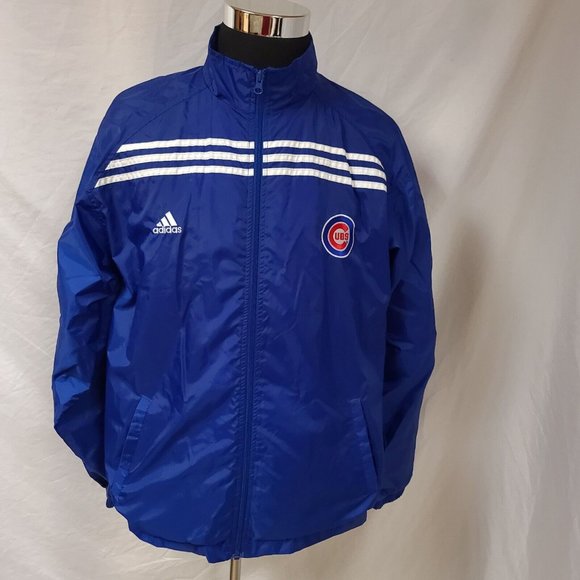 Vtg Adidas Chicago Cubs Men Large Blue Three Stripes Full Zip Windbreaker Jacket - Picture 13 of 13